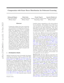 Compression with Exact Error Distribution for Federated Learning