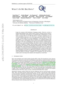 What's In My Big Data?