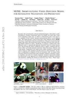 SEINE: Short-to-Long Video Diffusion Model for Generative Transition and
  Prediction