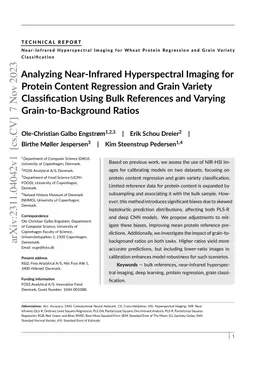 Analyzing Near-Infrared Hyperspectral Imaging for Protein Content
  Regression and Grain Variety Classification Using Bulk References and Varying
  Grain-to-Background Ratios