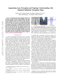 Augmenting Lane Perception and Topology Understanding with Standard
  Definition Navigation Maps