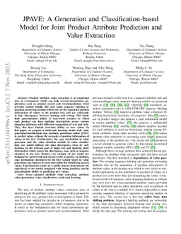 JPAVE: A Generation and Classification-based Model for Joint Product
  Attribute Prediction and Value Extraction