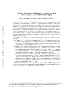 Sharp Thresholds Imply Circuit Lower Bounds: from random 2-SAT to
  Planted Clique