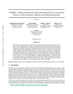 ETDPC: A Multimodality Framework for Classifying Pages in Electronic
  Theses and Dissertations