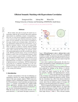 Efficient Semantic Matching with Hypercolumn Correlation