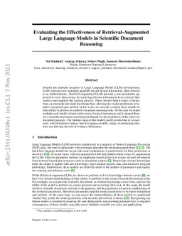 Evaluating the Effectiveness of Retrieval-Augmented Large Language
  Models in Scientific Document Reasoning