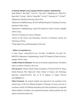 Evaluating multiple large language models in pediatric ophthalmology