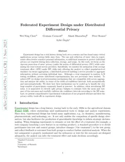 Federated Experiment Design under Distributed Differential Privacy
