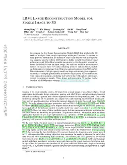 LRM: Large Reconstruction Model for Single Image to 3D