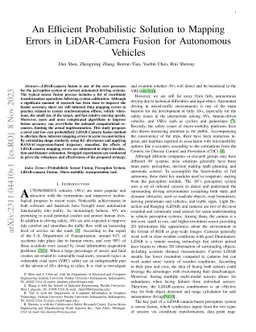 An Efficient Probabilistic Solution to Mapping Errors in LiDAR-Camera
  Fusion for Autonomous Vehicles