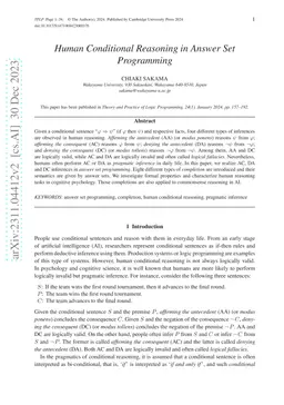 Human Conditional Reasoning in Answer Set Programming