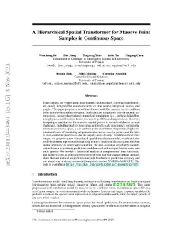 A Hierarchical Spatial Transformer for Massive Point Samples in
  Continuous Space
