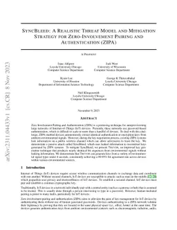 SyncBleed: A Realistic Threat Model and Mitigation Strategy for
  Zero-Involvement Pairing and Authentication (ZIPA)