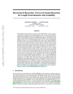 Recursion in Recursion: Two-Level Nested Recursion for Length
  Generalization with Scalability