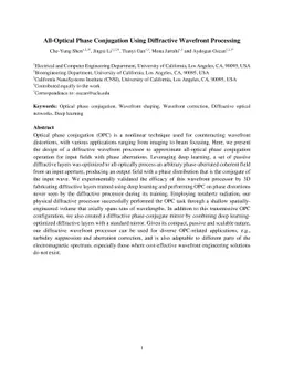 All-Optical Phase Conjugation Using Diffractive Wavefront Processing