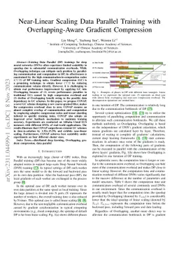 Near-Linear Scaling Data Parallel Training with Overlapping-Aware
  Gradient Compression