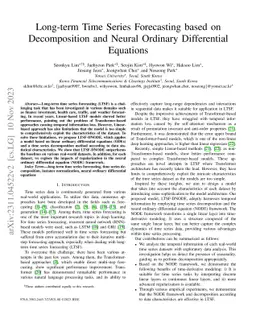 Long-term Time Series Forecasting based on Decomposition and Neural
  Ordinary Differential Equations