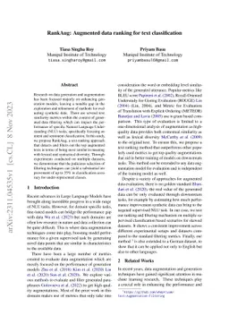 RankAug: Augmented data ranking for text classification