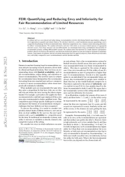 FEIR: Quantifying and Reducing Envy and Inferiority for Fair
  Recommendation of Limited Resources