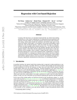 Regression with Cost-based Rejection