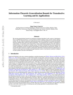 Information-Theoretic Generalization Bounds for Transductive Learning and its Applications
