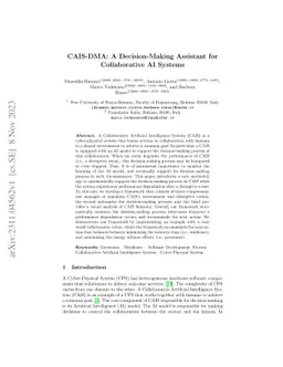 CAIS-DMA: A Decision-Making Assistant for Collaborative AI Systems