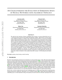 On Characterizing the Evolution of Embedding Space of Neural Networks
  using Algebraic Topology