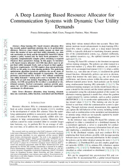 A Deep Learning Based Resource Allocator for Communication Networks with Dynamic User Utility Demands