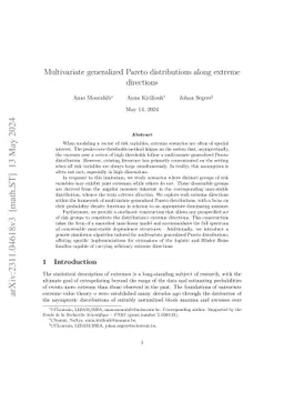 Multivariate generalized Pareto distributions along extreme directions