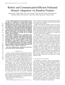 Robust and Communication-Efficient Federated Domain Adaptation via
  Random Features