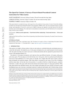The Quest for Content: A Survey of Search-Based Procedural Content
  Generation for Video Games