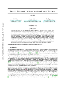 Robust Best-arm Identification in Linear Bandits