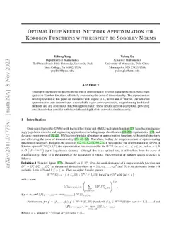 Optimal Deep Neural Network Approximation for Korobov Functions with
  respect to Sobolev Norms