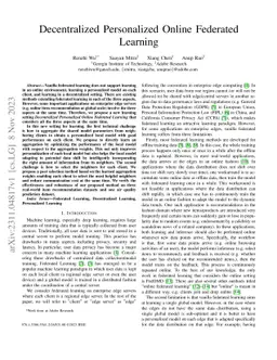 Decentralized Personalized Online Federated Learning