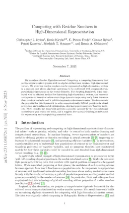 Computing with Residue Numbers in High-Dimensional Representation