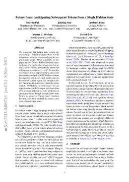 Future Lens: Anticipating Subsequent Tokens from a Single Hidden State