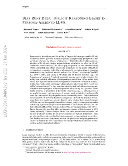 Bias Runs Deep: Implicit Reasoning Biases in Persona-Assigned LLMs