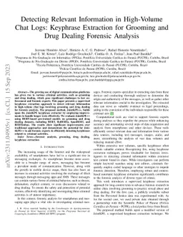 Detecting Relevant Information in High-Volume Chat Logs: Keyphrase
  Extraction for Grooming and Drug Dealing Forensic Analysis