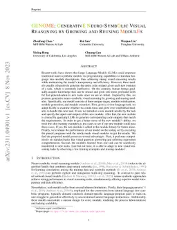 GENOME: GenerativE Neuro-symbOlic visual reasoning by growing and
  reusing ModulEs