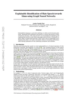 Explainable Identification of Hate Speech towards Islam using Graph
  Neural Networks