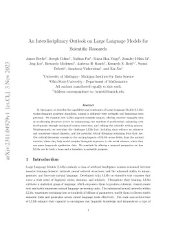 An Interdisciplinary Outlook on Large Language Models for Scientific
  Research