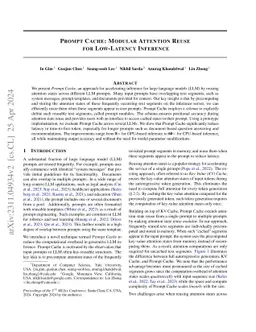 Prompt Cache: Modular Attention Reuse for Low-Latency Inference