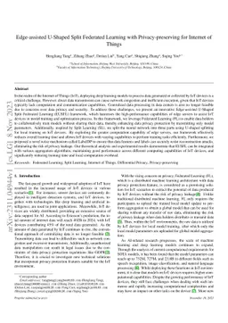 Edge-assisted U-Shaped Split Federated Learning with Privacy-preserving
  for Internet of Things