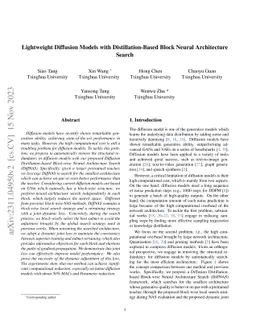 Lightweight Diffusion Models with Distillation-Based Block Neural
  Architecture Search