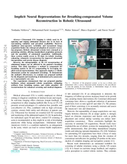 Implicit Neural Representations for Breathing-compensated Volume
  Reconstruction in Robotic Ultrasound
