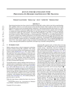Just-in-time Quantization with Processing-In-Memory for Efficient ML
  Training
