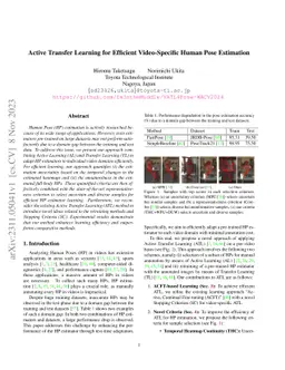 Active Transfer Learning for Efficient Video-Specific Human Pose
  Estimation
