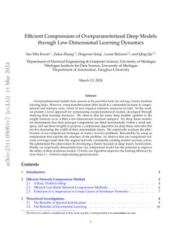 Efficient Compression of Overparameterized Deep Models through
  Low-Dimensional Learning Dynamics