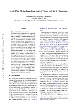 Legal-HNet: Mixing Legal Long-Context Tokens with Hartley Transform