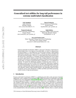 Generalized test utilities for long-tail performance in extreme
  multi-label classification